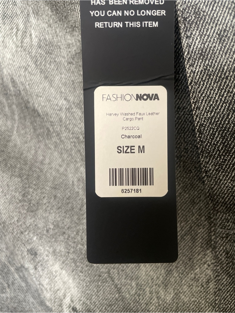 Fashion Nova Harvey Washed Faux Leather Cargo Pants - Charcoal Medium NWT - Picture 4 of 4
